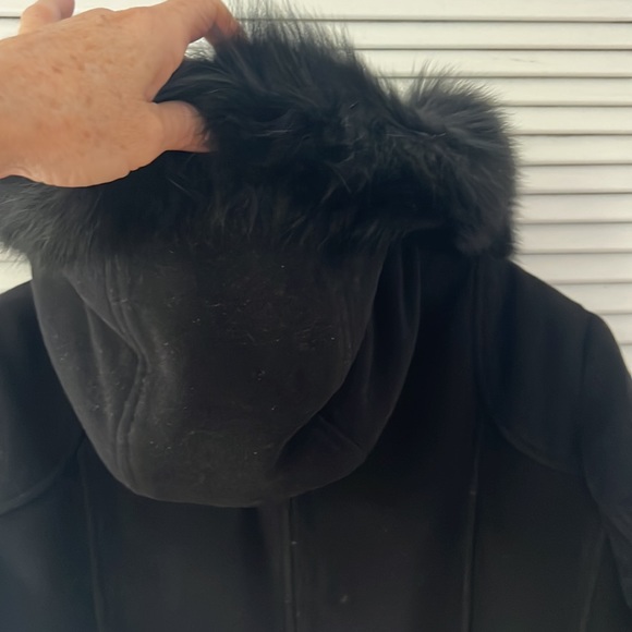 Gorgeous SACHI wool & cashmere 3/4 length coat w/ fur trimmed hood - Picture 9 of 10